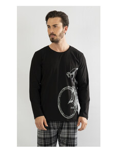 Cool Comics Pánske pyžamo dlhé Veľké koleso, farba černá, 100% bavlna