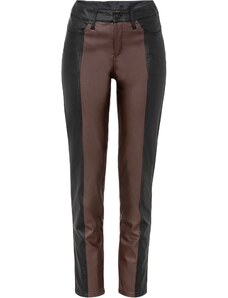 bonprix Koženkové nohavice s color-blocking, farba čierna