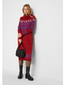 bonprix Pletené midi šaty s nórskym vzorom, farba červená