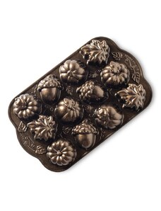 Plech na pečenie Nordic Ware s 12 formami s jesennými motívmi, bronz, 92048