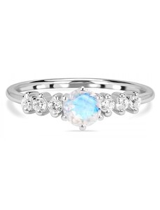 Klenoty Amber Luxusný strieborný prsteň s mesačným kameňom a topazy Dream