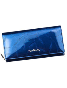 Modrá lakovaná kožená peňaženka s mincovníkom na zips Pierre Cardin