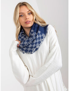 Fashionhunters Women's dark blue and white winter scarf with wool