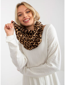 Fashionhunters Dark beige women's scarf with animal pattern