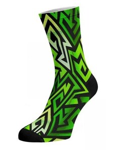 GREEN ABSTRACT bavlnené potlačené veselé ponožky Walkee