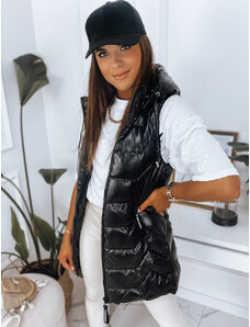 BASIC Čierna lesklá vesta s kapucňou KENDRA TY2775