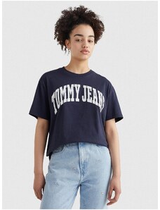 Tommy Hilfiger Dark Blue Women's Patterned Long T-Shirt Tommy Jeans - Women