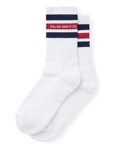 Biele ponožky POLAR SKATE CO. FAT STRIPE SOCKS WHITE/NAVY/RED