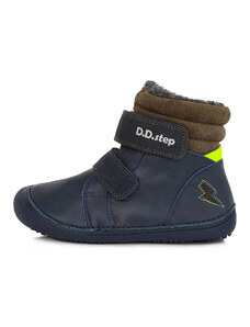 D.D. step chlapčenská detská celokožená zimná obuv Barefoot W063-829B Navy