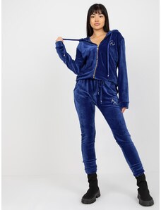 Fashionhunters Cobalt blue velour set with Melody sweatshirt