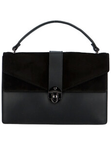 Dámska elegantná kožená kabelka čierna - ItalY Lumea čierna
