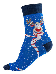 VFstyle Vianočné ponožky HAPPY REINDEER modré