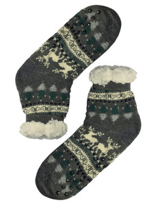 Look Nórsky vzor šedé ponožky s baránkom 1133