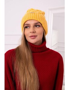 MladaModa Dámska čiapka s brmbolcom Wanda K281 svetlá žltá