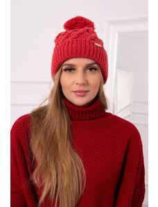 MladaModa Dámska čiapka s brmbolcom Wanda K281 červená