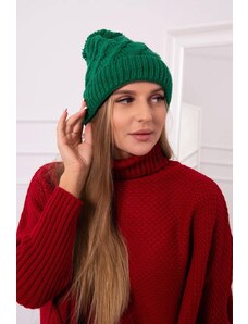 MladaModa Dámska čiapka s brmbolcom Wanda K281 tmavá zelená