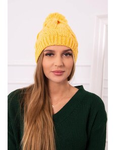 MladaModa Dámska čiapka s brmbolcom Stefania K278 svetlá žltá
