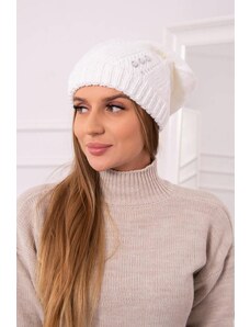 MladaModa Dámska čiapka Jolana K295 s ozdobnými zirkónmi biela