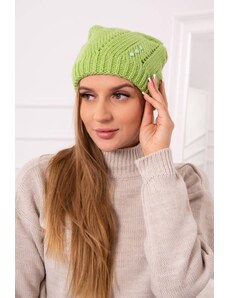 MladaModa Dámska čiapka Jolana K295 s ozdobnými zirkónmi svetlá zelená