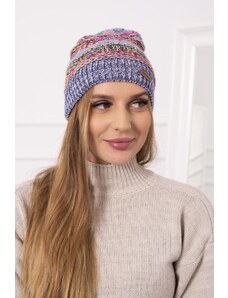 MladaModa Dámska čiapka Patricia K254 fialová+svetlomodrá