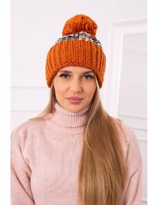MladaModa Dámska čiapka s brmbolcom Ellen K323 oranžová
