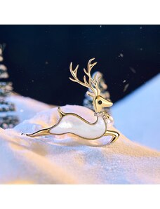 Éternelle Vánoční brož s perlou - jelen