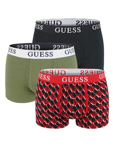 GUESS - boxerky 3PACK Guess festive red z organickej bavlny - limitovaná edícia