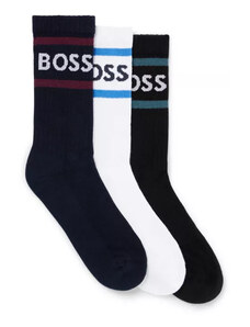 HUGO BOSS Three Pair Pack Of Short Socks With Stripes And Logo 43 46
