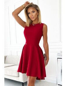 NUMOCO Elegantné asymetrické červené šaty s trblietkami NORA 397-1