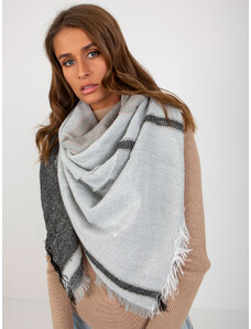 Fashionhunters Grey-black patterned women's scarf with wool