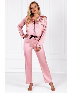 Momenti per Me Dámske saténové pyžamo Classic look ružové