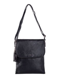 Fashionhunters Black rectangular messenger bag made of eco-leather
