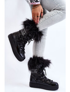 Dámske šnurovacie topánky do snehu Santero čiernej farby