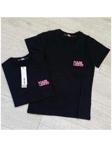 Karl Lagerfeld tričko čierne s ružovým logom