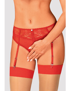 Obsessive Červené crotchless nohavičky s podväzkovým pásom Dagmarie
