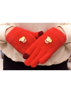 AURA.VIA Dievčenské červené mohérové rukavice ABIES
