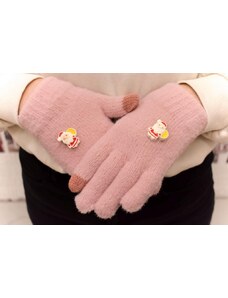 AURA.VIA Dievčenské ružové mohérové rukavice ABIES
