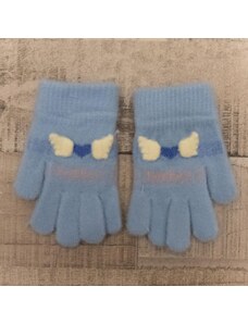 AURA.VIA Detské zateplené modré rukavice 6-12Y BOW