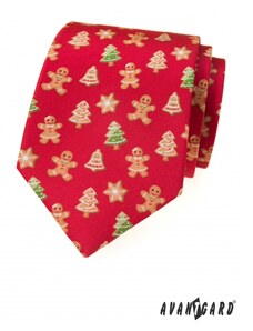 Červená kravata s vianočnými perníčkami Avantgard 561-19101