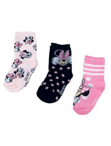 EPLUSM Dievčenské vysoké ponožky Smile Minnie Mouse - 3 ks