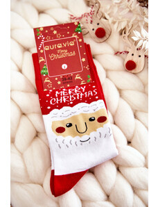 Kesi Men's Christmas Cotton Socks with Santa Clauses Red