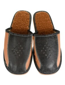 JOHN-C Pánske čierno-hnedé papuče REDE