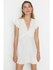 Trendyol biela čipka detailné plážové šaty