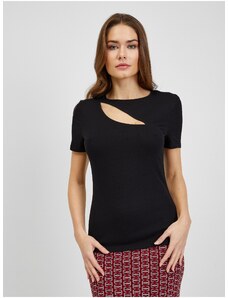 Black Women's Ribbed T-shirt with Neckline ORSAY - Women