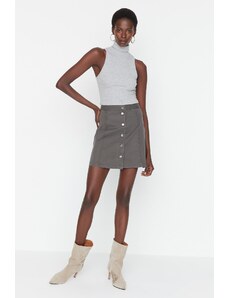 Trendyol Gray Button Detailed Mini Woven Skirt