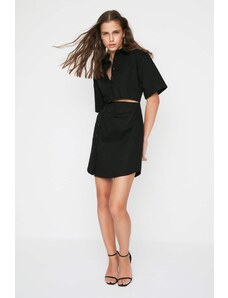 Trendyol Design čierna košeľa mini tkané šaty