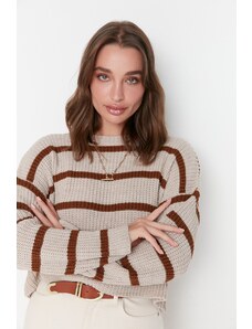 Trendyol Stone Crop Basic pruhovaný pletený sveter