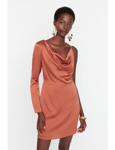 Trendyol Elegant Evening Dress with Cinnamon Satin Shoulder Detail