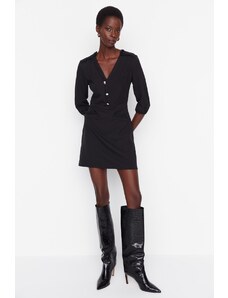 Trendyol Black Super Mini tkané šaty