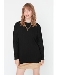 Trendyol čierny extra široký pletený sveter Basic